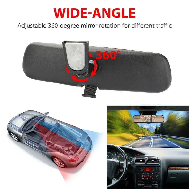 360 degree Adjustable Auto Universal Interior Rear View Mirror Replacement Glass 8 Inch Day / Night