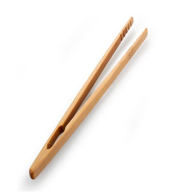 1Pcs Bamboo Wood Food Toast Salad Tongs Toaster Bacon Sugar Ice Tea Tong Clip For Cooking Baking Barbecue Accessories: 2