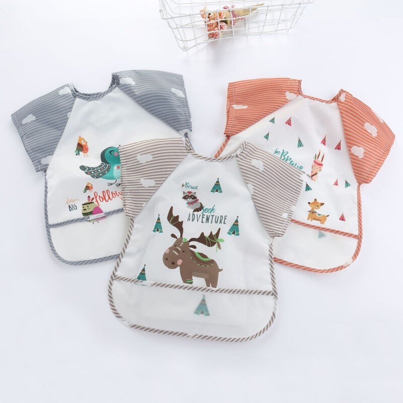 Baby Jongen Meisjes Peuter Baby Waterdichte Korte Mouwen Bib Burp Doeken Kids Cartoon Kiel Voeden Accessoires