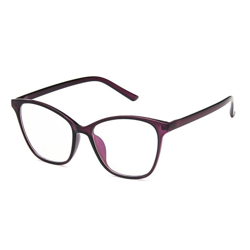 Elbru Cat Eye Glasses Frame Women Retro Flat Glasses Classic Big Frame Glasses Frame Transparent Frame Optical Glasses: A6