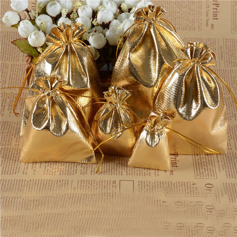 20pcs/bag 7x9cm 5x7cm Adjustable Jewelry Packing Silver/ Gold Colors Drawstring Velvet Bag,Wedding Bags & Pouches