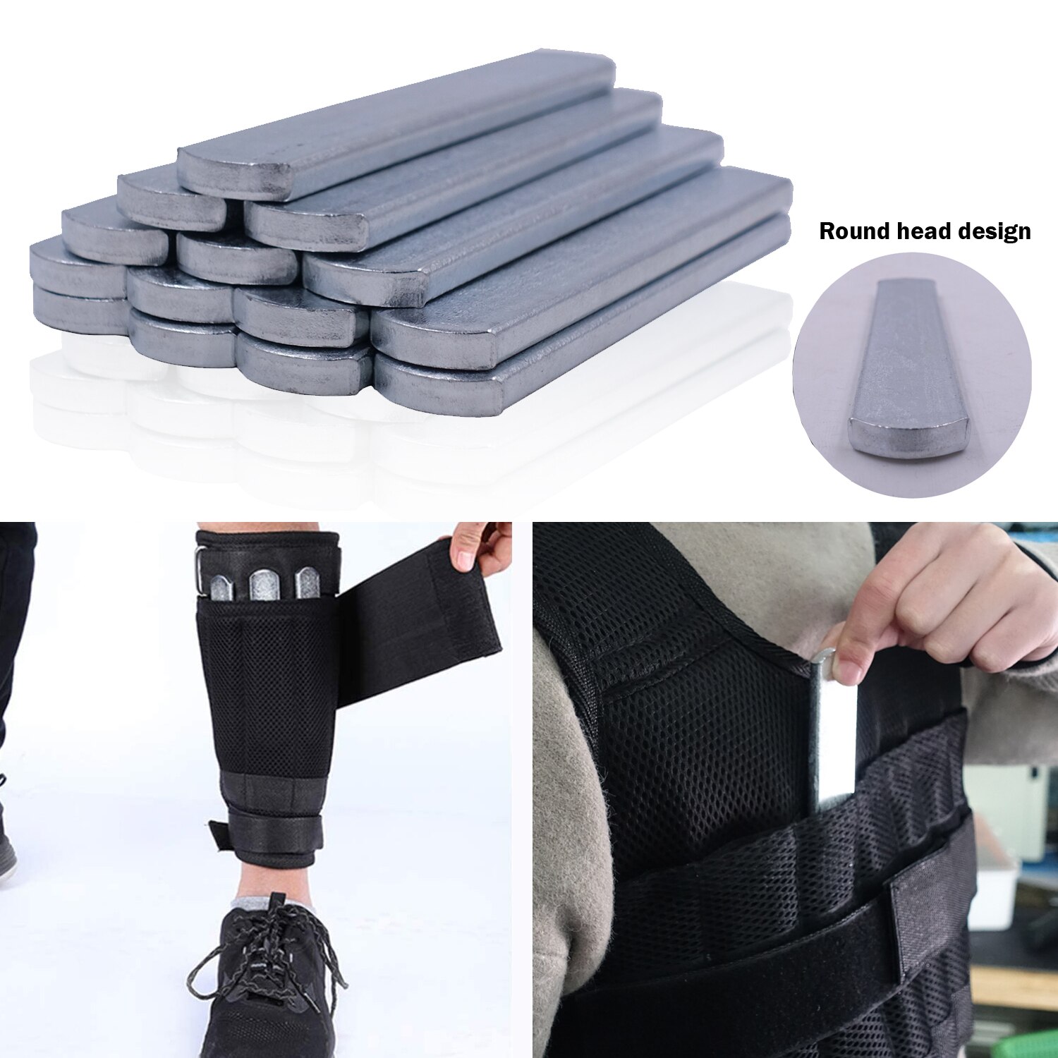 Weight Steel Plates Adjustable Strength Training for Weighted Vest Leg Ankle Weights 12-25cm Length Workout Fitness Accessories