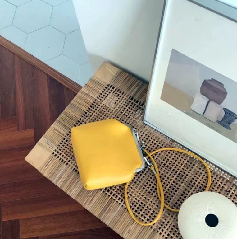 Mini bolso de clip vintage de mujer a la bolso cruzado pequeño lindo casual bandolera de hombro g25698A: yellow