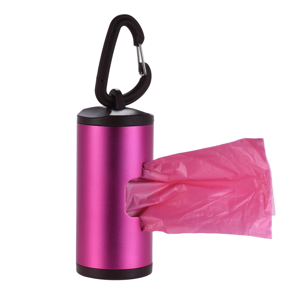 Pet Dog Poop Bag Dispenser Waste Garbage Bags Carrier Holder Dispenser Aluminum Tube with 15pcs Waste Bags Refillable: Purple