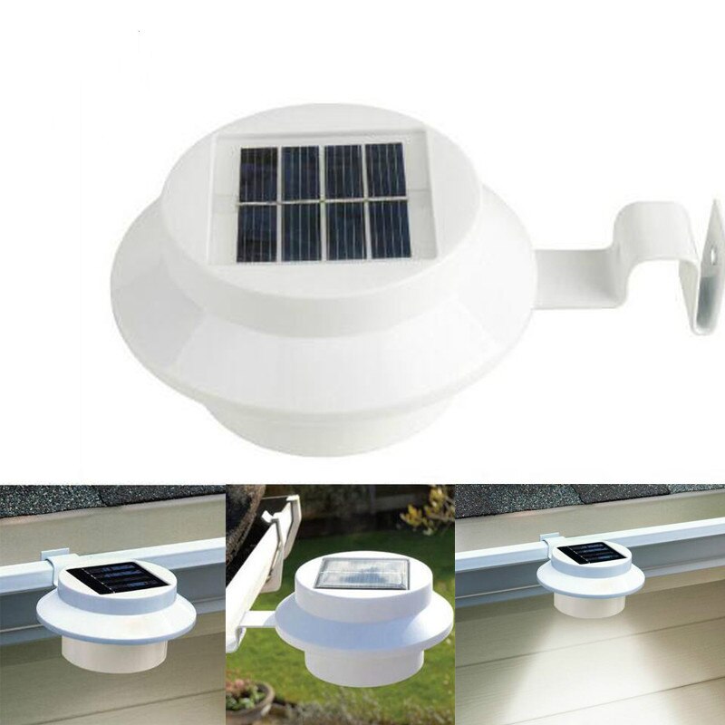 Lámpara Solar con 3 luces Led para el fregadero, lámpara de pared alimentada por energía Solar para valla, canalón, calle, jardín, patio, césped, iluminación exterior