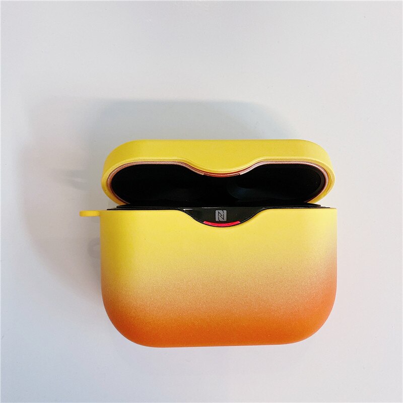Earphone Case For SONY WF-1000XM3 Gradient Color Headset Protective Case Wireless Bluetooth Headset Accessories Charging Box: Yellow orange