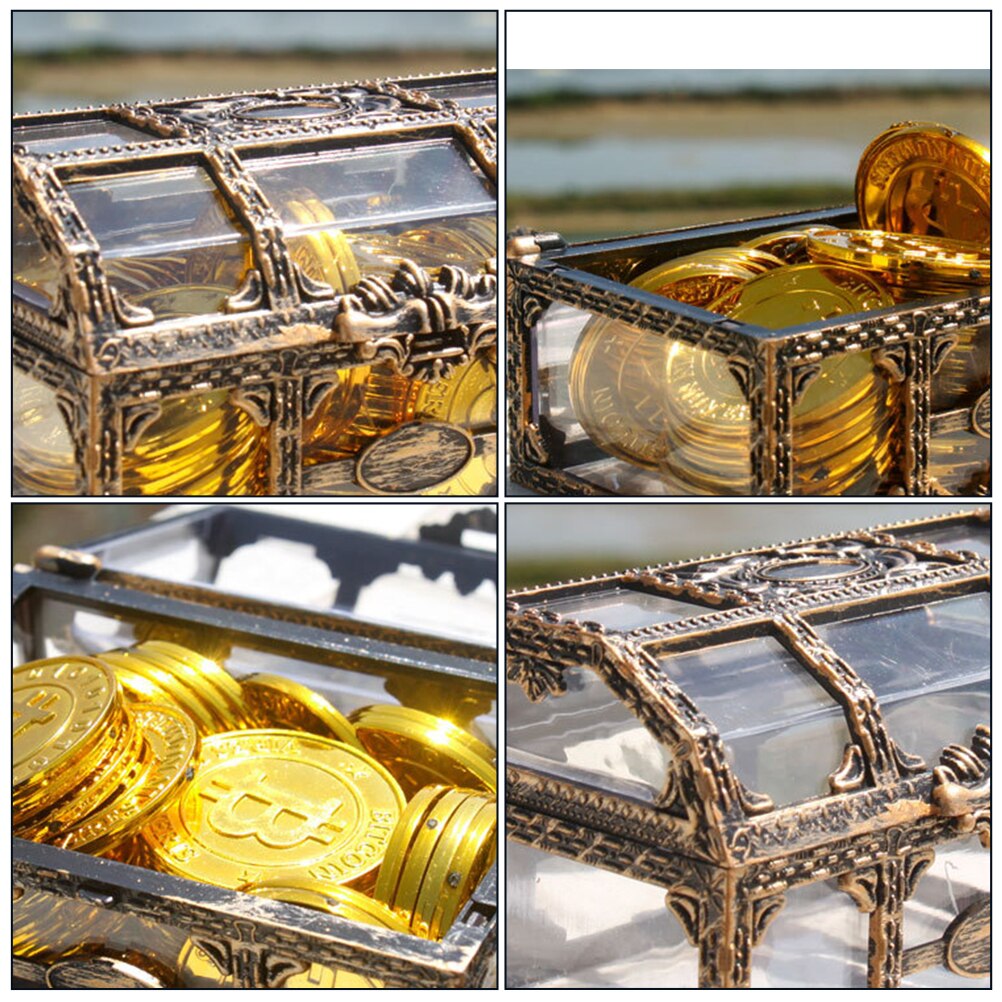 Plastic Transparent Pirate Treasure Box Crystal Gem Jewelry Box Storage Organizer Chest Box Treasure For Jewelry Gem Trinket Box
