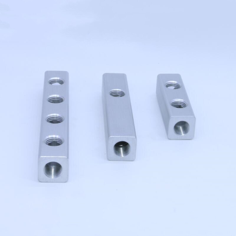 1/4" BSP Female Thread 20x20mm 2-10 Ways 5-13 Ports Solid Aluminum Pneumatic Manifold Air Distribution Block Splitter
