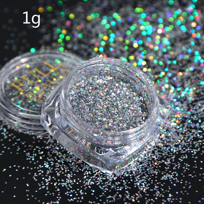 8Pc Holographic Silvery Fine Glitter Epoxy Resin Metallic Silver Festival Sequin W8EB