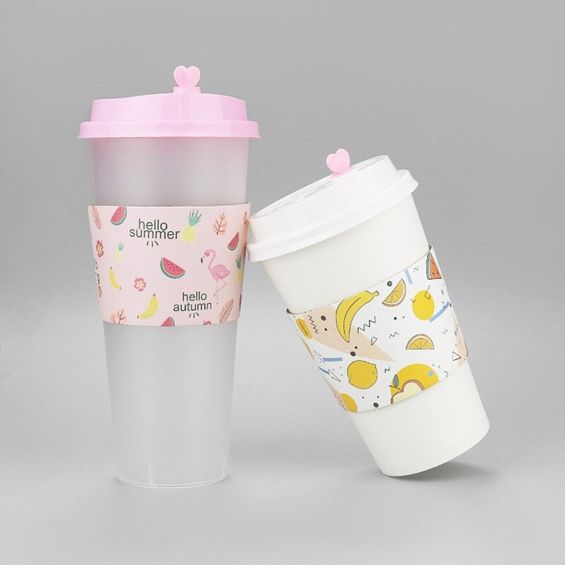 50 Stuks Isolatie Kraftpapier Plastic Cup Of Papier Cup Sets Dikker Wit Karton Creatieve Drinken Cup Mouwen