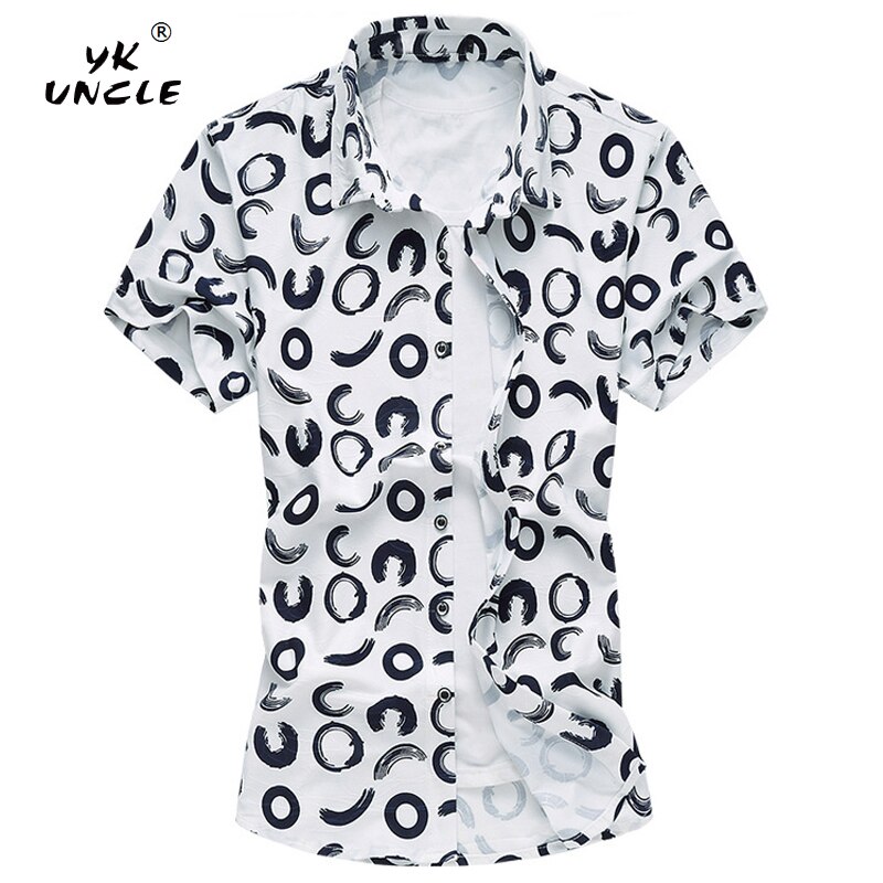 YK UNCLE Brand Men's Hawaiian Shirts Short Sleeve Ice Silk Cotton Shirts Men Summer Casual Beach Shirts Men Clothing 7XL: As the picture 1 / 6XL