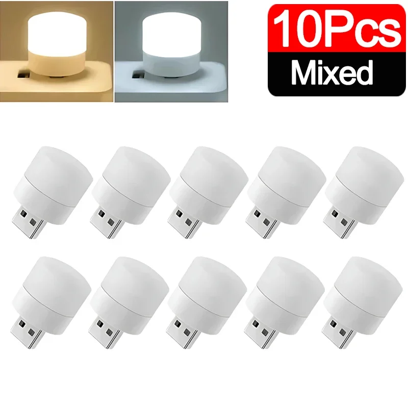 Mini bombillas de luz nocturna USB protección ocular blanca cálida luz de lectura de libros enchufe USB PC lámpara LED de carga de energía móvil: changeable