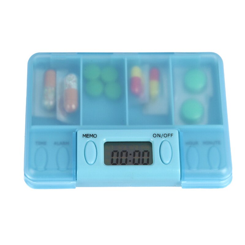Intelligent Timing Daily Reminder Alarm 4 Day Pill Box Medicine Cases with LED 4 Days Medicine Pill Box Container Color Random