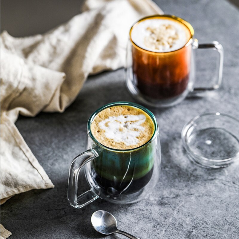 Nordisk stil varmebestandig dobbel vegg te glass kopp øl kaffekopp sett sunn drikke glass gjennomsiktig drikke