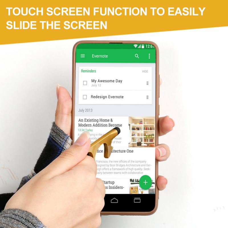 1pcs Opener Door Handle Elevator Touchless Door Opener Tool Portable-Press Hand-Antimicrobial Key With Ring