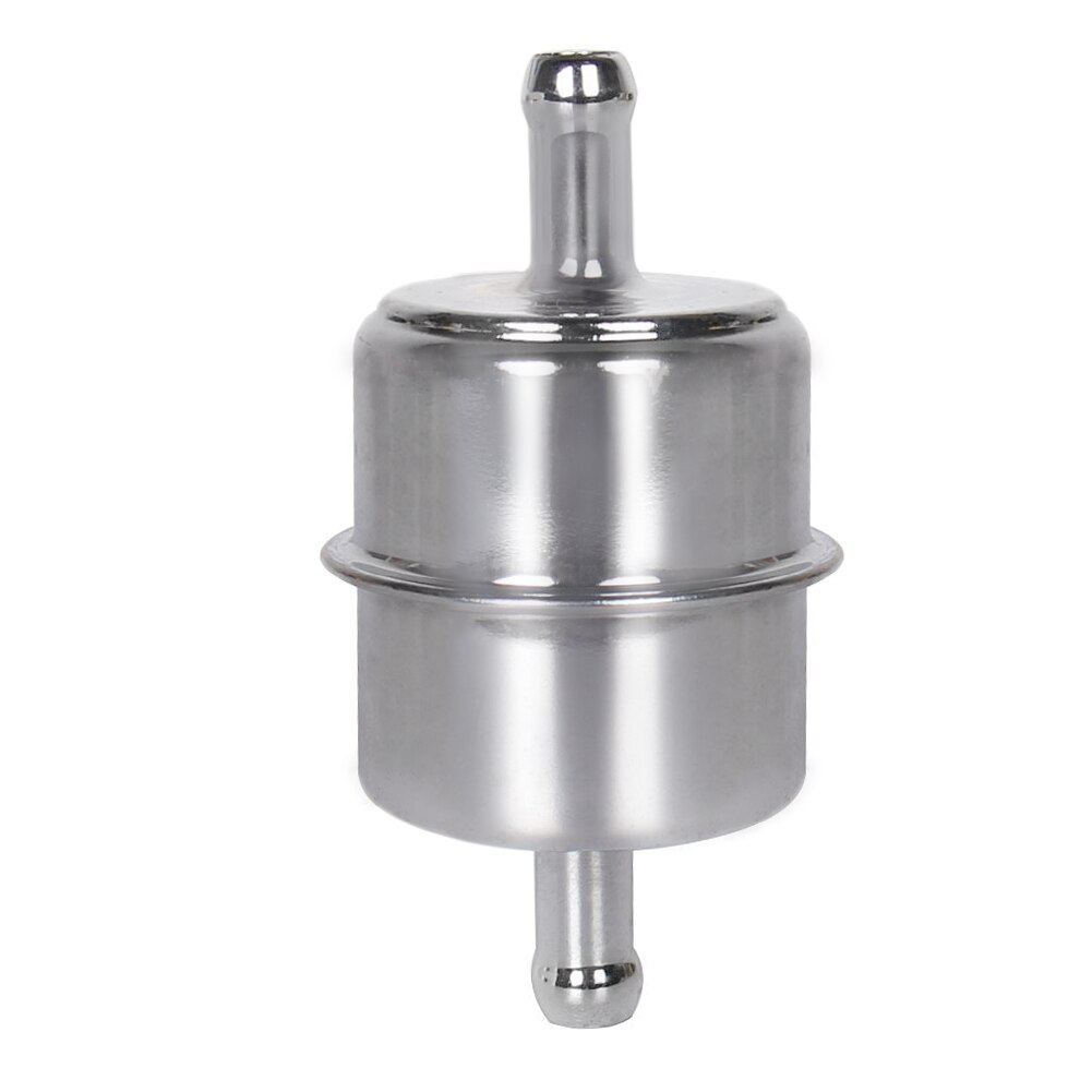 Fuel Filter 3/8" InLine Hose Chrome Canister Carbureted High Flow for