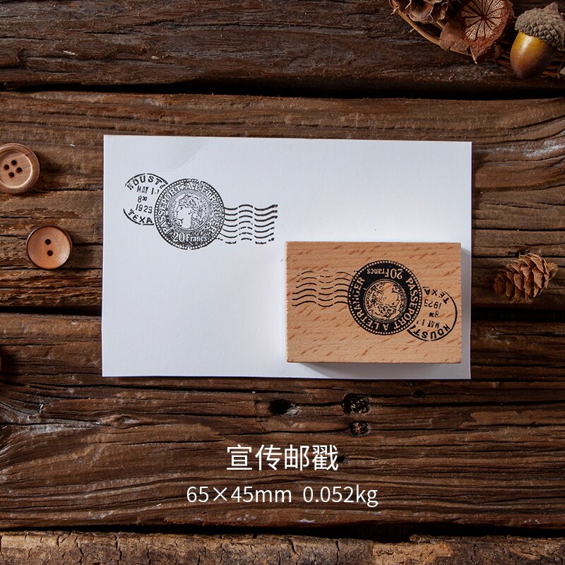 Antique Postmark Wood Seal Bullet Journal Rubber Stamps for Scrapbooking Cards Decoration Embossing Craft standard stamp