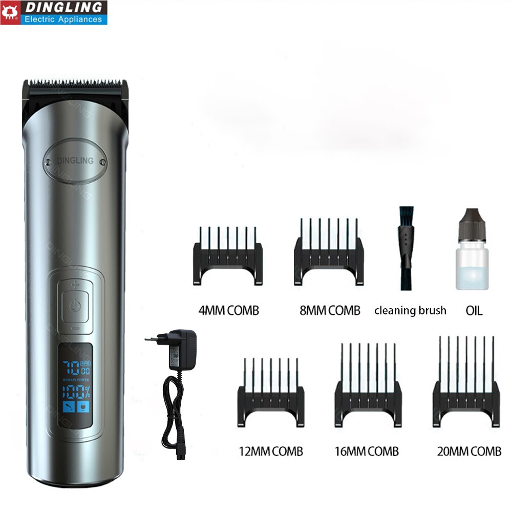 DingLing RF-696 LCD Hair Clipper Electric Hair Trimmer Beard Barber Adjustable Hair Cutting Machine: Electric charger / AU Plug