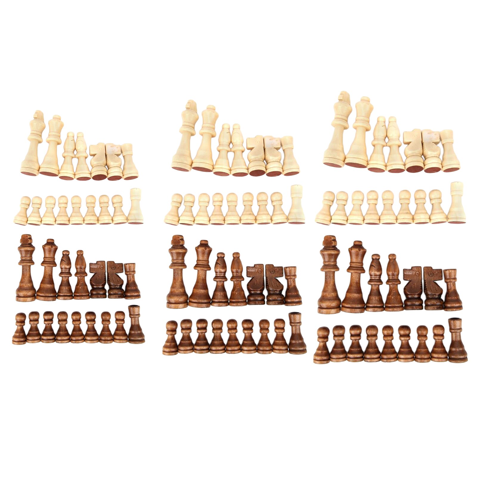32x Handmade Wooden Chess Pieces Wooden Replacement Chess Figures