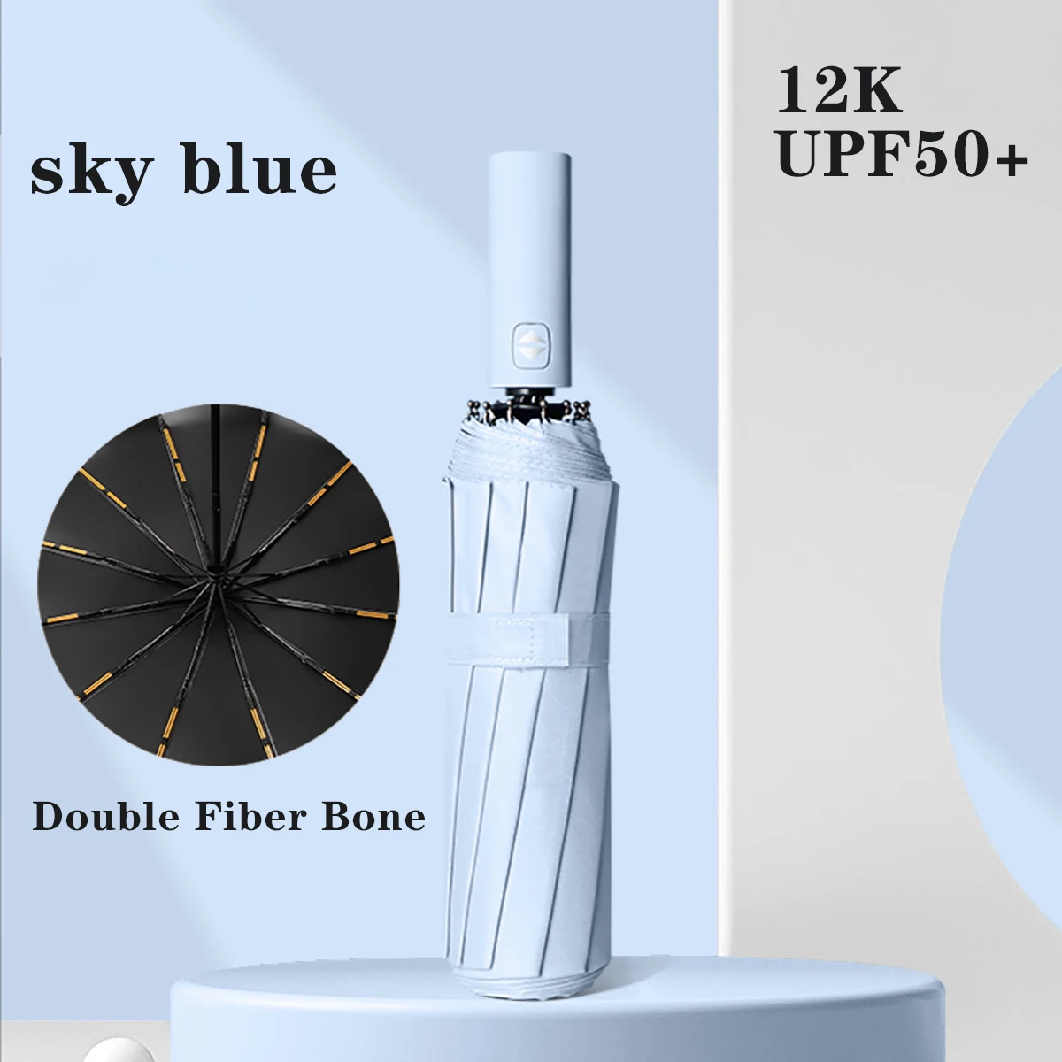 Restez protégé par tous les temps avec ce parapluie entièrement automatique 24 Sophia, plusieurs couleurs disponibles!: Black