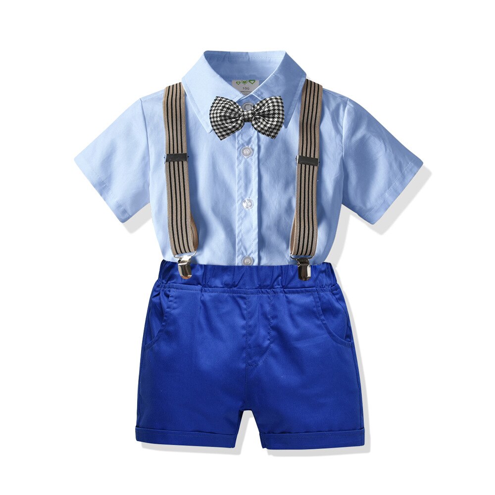 1 2 3 4 5 6 Jaar Peuter Kleding Jongens Zomer Set Katoen Kinderen Outfit Shirt + Solid Shorts + riem Baby Kids Kits Bruiloft: 24M