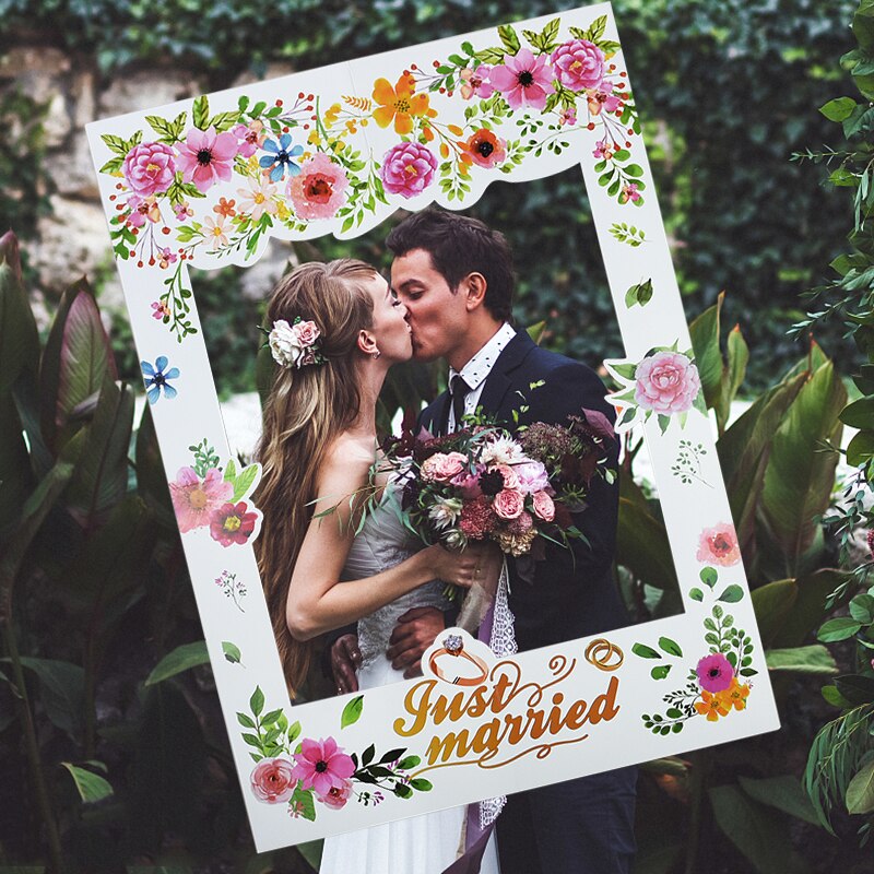 Weiß Hochzeit Schild Photobooth Requisiten Papier Foto Verkaufsstand Rahmen Nur Verheiratet Fotografie Requisiten Hochzeit Foto Dekor