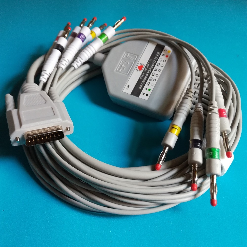Elektrokardiogrammi cardioline  ar600 4.7k ekg kaapeli 10 johdin ekg kaapeli banaani 4.0 on liitin