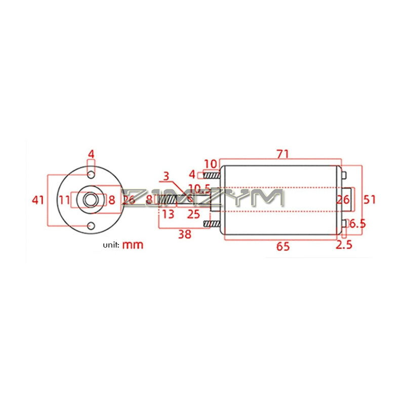Höghastighets-likströmsmotor 12v/24v 3500/7000 rpm permanentmagnetmotor reversibel mini elektrisk likströmsmotor 30w 8 x 38mm gängad axel