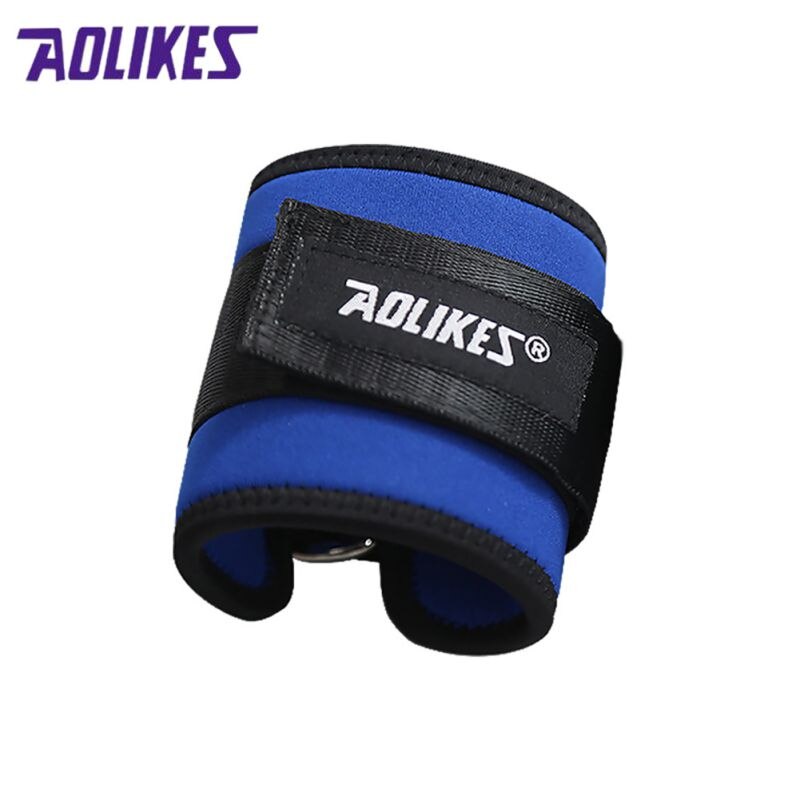 Remise en forme réglable d-ring sangles de cheville Support de pied cheville protecteur Gym jambe pull avec boucle sport pieds garde: Bleu / left