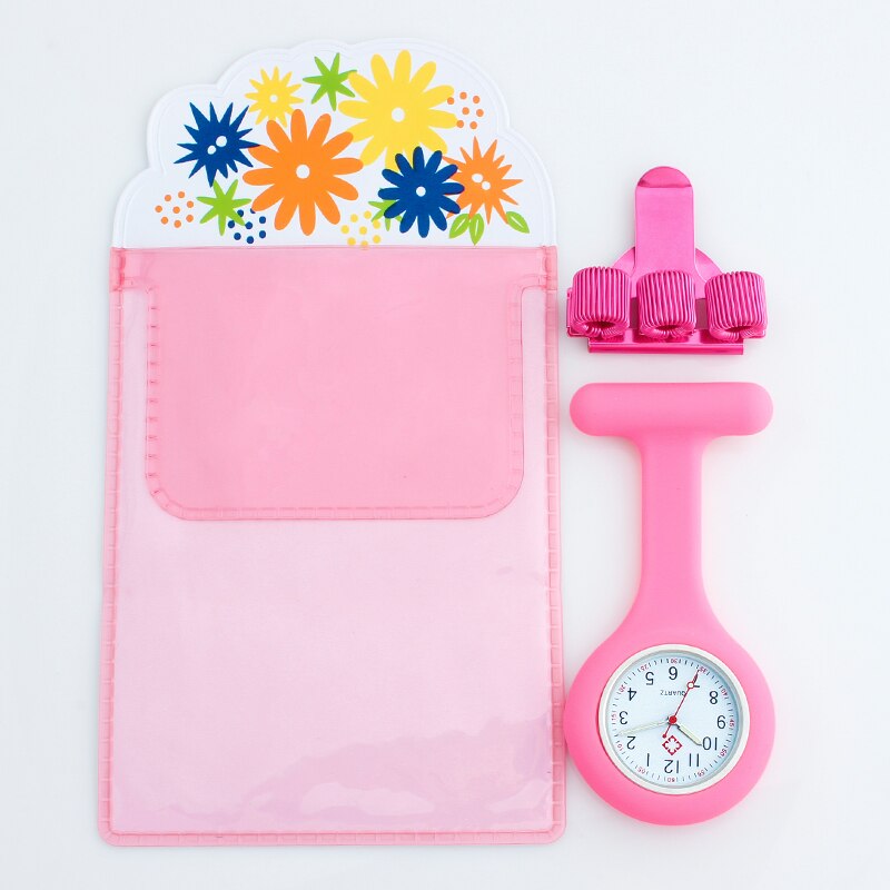 Orologio in Silicone infermiera Fob orologio regalo per allattamento clip per penna al quarzo 4 colori portapenne medici infermiere borsa per penna dedicata pratico Unisex: Pink