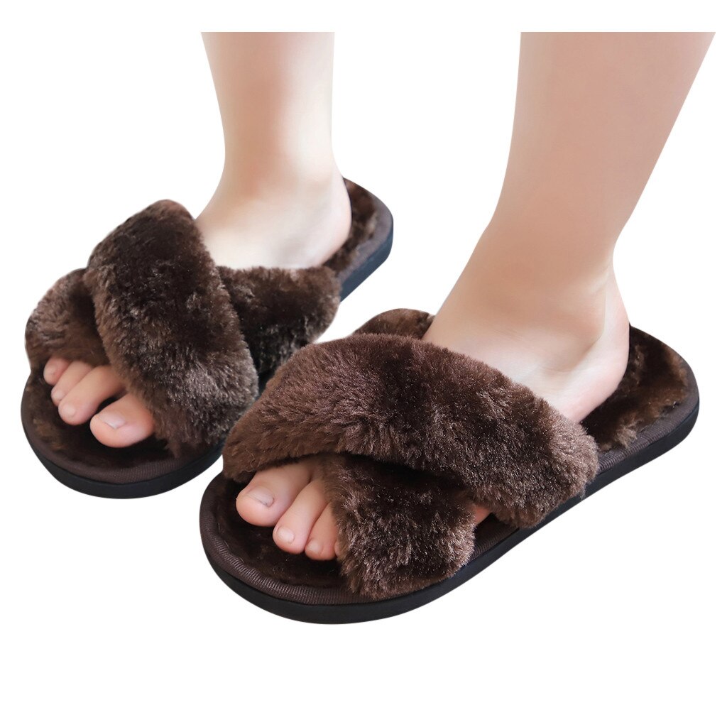 Jaycosin baby pige hjemmesko efterår vinter baby sød fluffy hjemmesko børn indendørs bløde plys soveværelse hjemmesko: Bw / 32