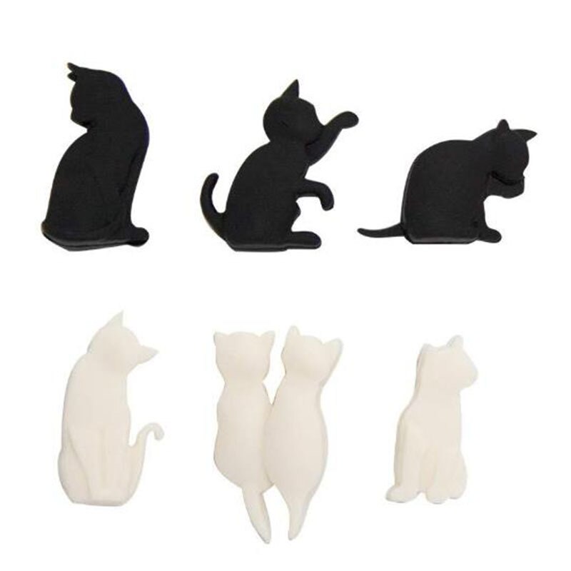 6Pcs Kat Vorm Party Wijnglas Marker Charms Siliconen Wijn Cup Mark Drinken Maatje Cup Identificatie Kat Minnaar Bar accessorie