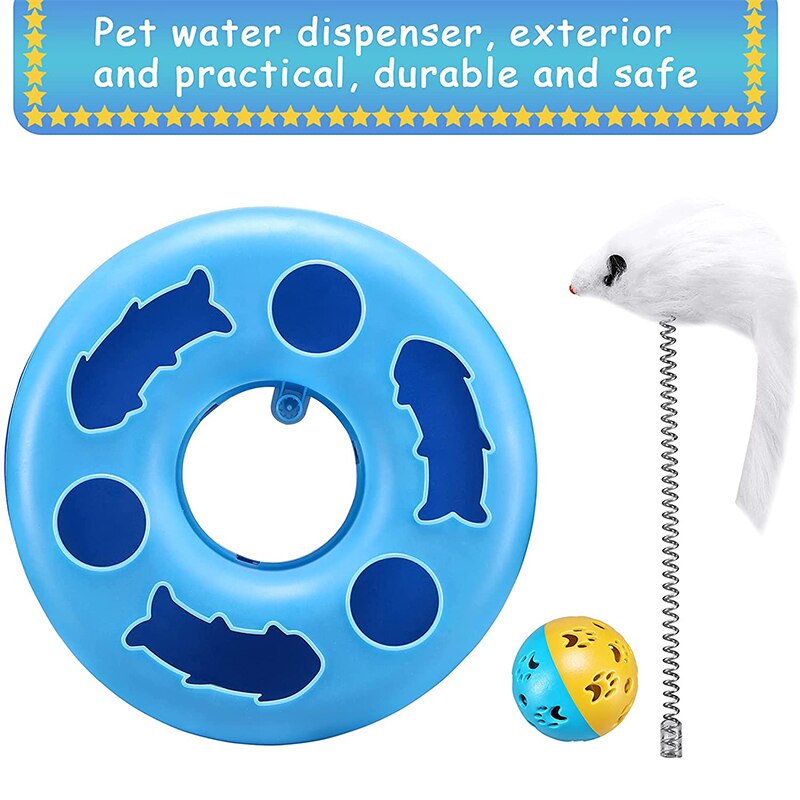 Funny cat toy for indoor cats, interactive kitten toy roller tracks with catnip, spring pet toy with exercise balls, teaser mouse