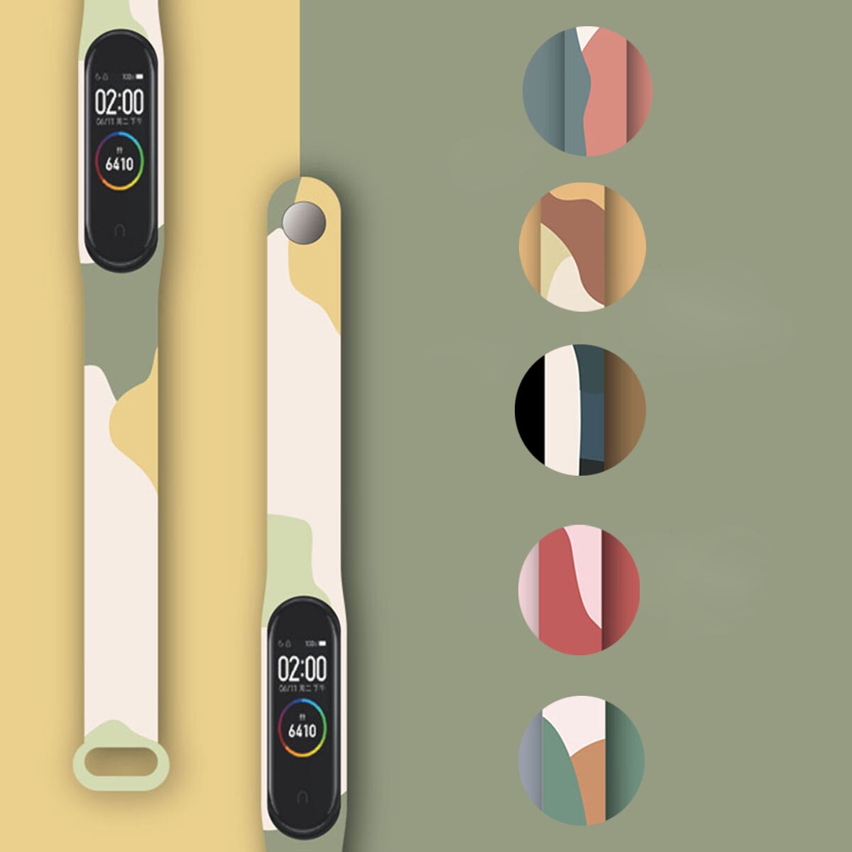 Print Pattern Bracelets Mi Band5 Mi Band 6 Strap Sports Wristband Adjustable Bracelets For Sport Silicone TPU straps