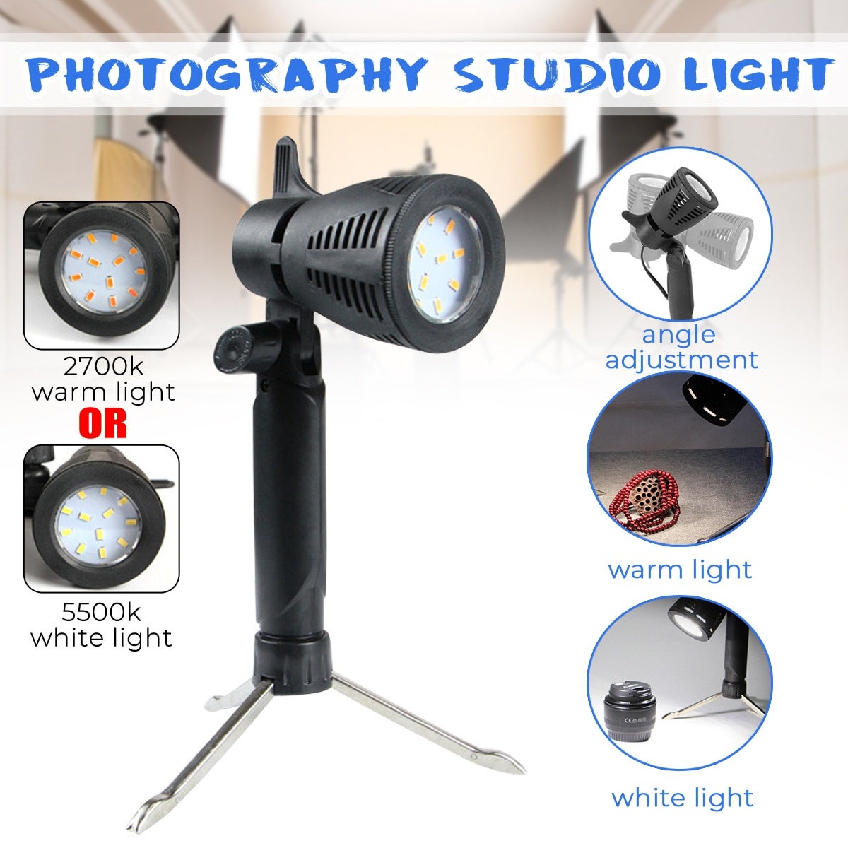 Wit Warm Licht 6W LED Fotografie Foto Studio Light Lamp Camera Softbox Statief Stand Lamp Voor Licht Tent 5500 k/2700 K
