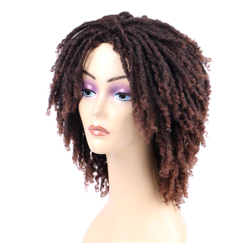 Pervado cabelo 14 "parte média peruca de cabelo sintético dreadlocks para mulheres africanas preto marrom bug ombre crochê alma locs tranças perucas