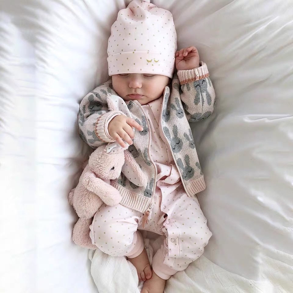 Små mennesker søde kanin babyfrakker efterår strikket bomuld baby drenge tøj småbørn pige tøj nyfødt moderigtig jakke – Grandado