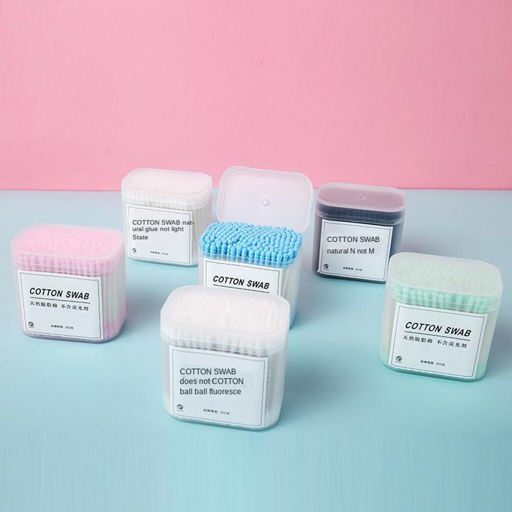 Coton-tige avec manche bâton, 200 pièces, coton-tige, applicateur de nettoyage, Extension de cils, outil cosmétique