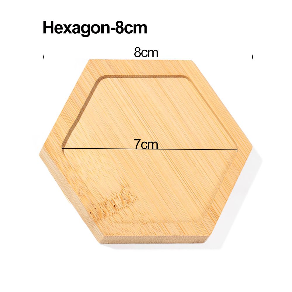1PC Simple Bamboo Wood Tray Round Square Hexagon Flowerpot Base Pot Stander Succulents Bonsai Holder Home Decor Gardening: Red