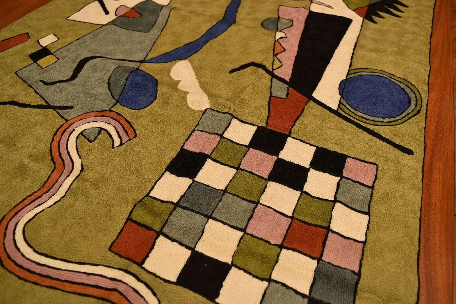 Kandinsky tapis suspendu mural abstrait | Tapis, laine, 3 ftx5ft avion vert