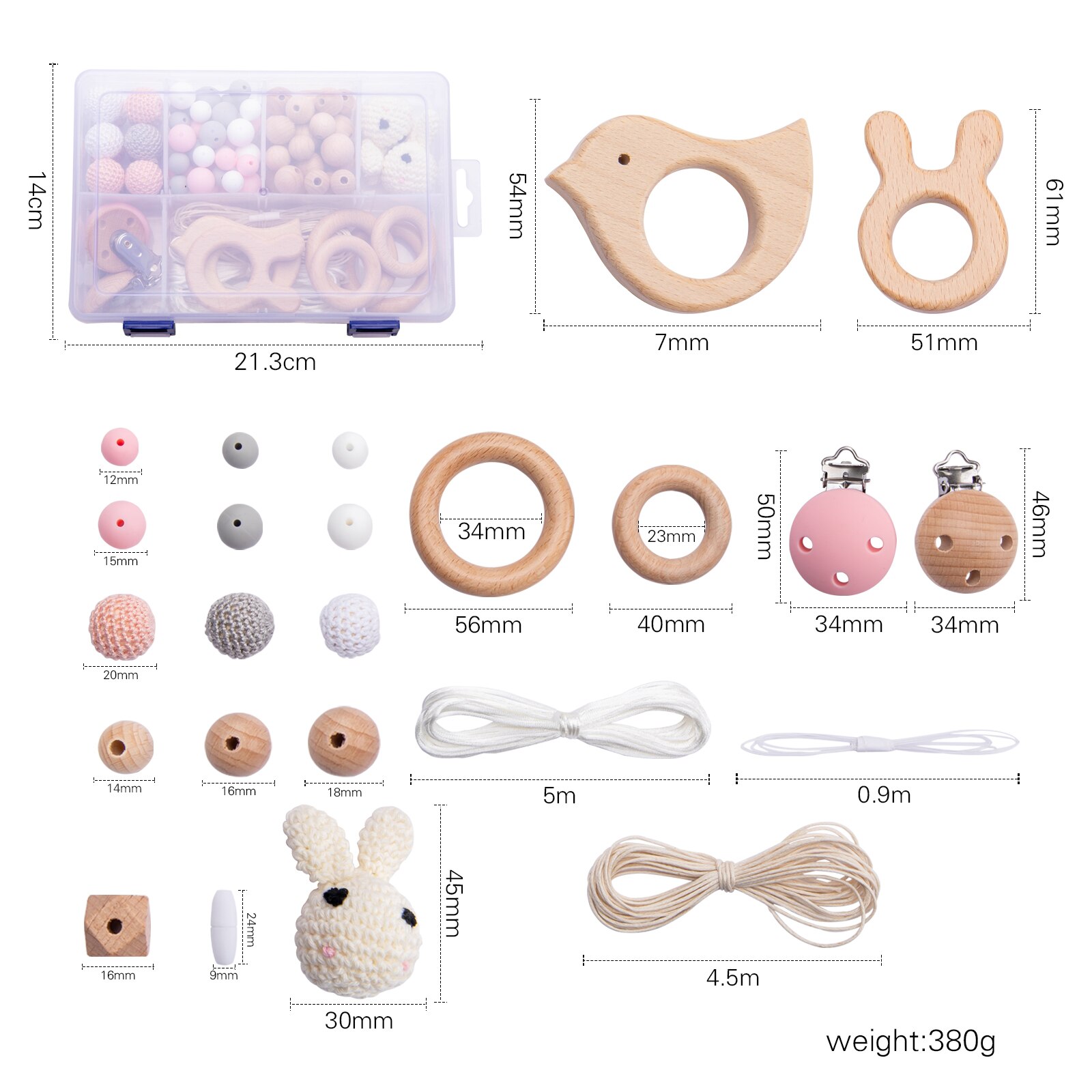 Crochet Animal Silicone Bead Set for Baby Rattle Accessories DIY Jewelry Set Crochet Beads Handmade Baby Toys Kit: Birdie 3
