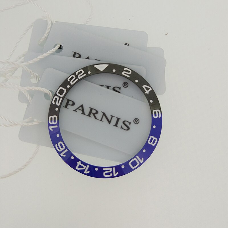 38mm Ceramic Bezel Insert for 40mm GMT Watch Oiginal aluminum Red &amp; Black Bezel Insert for Parnis Automatic Watch PA2105: black and blue