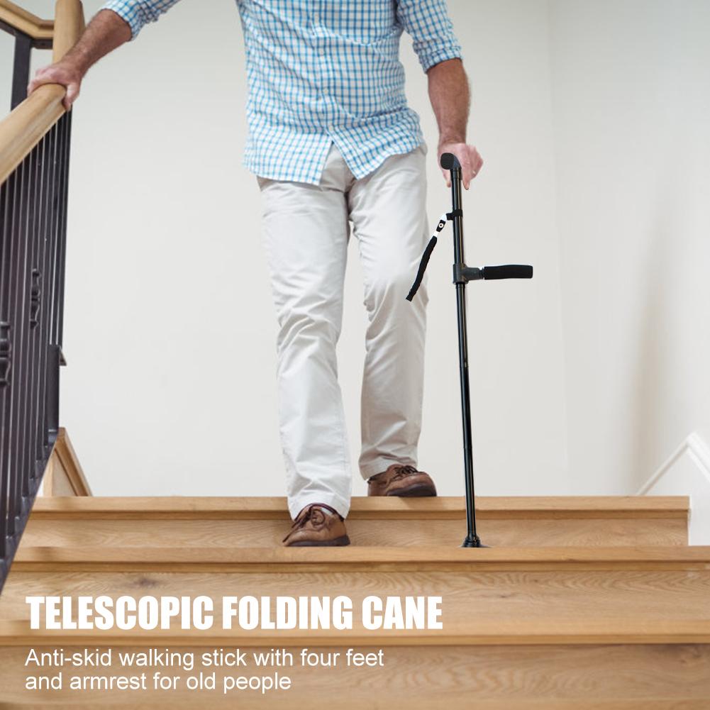 Collapsible Telescopic Folding Cane Elder Cane LED Light Walking Trusty Sticks Elder Crutches for Mothers the Elder Fathers