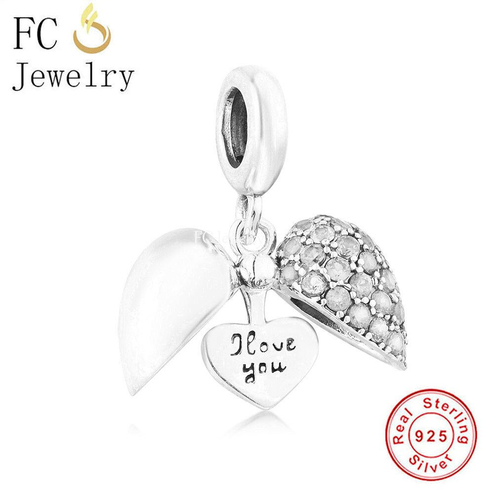 FC Jewelry Fit-pulsera de plata 925 para mujer, abalorio de circonita con forma de corazón abierto, para hacer joyas, Berloque de San Valentín, 2022: Q1752-W