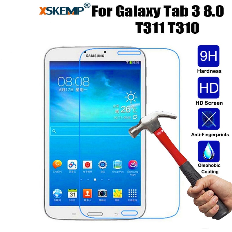 XSKEMP 9 H Tablet Gehard Glas Voor Samsung Galaxy Tab 3 8.0 "SM-T310 T311 T315 Shockproof Anti-Shatter HD Screen Protector Film