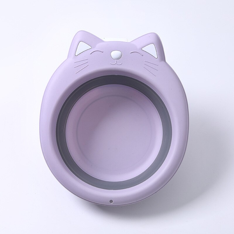 Lavabo Portable pliable en forme de chat, 1 pièce, Adorable lavabo pliant, dessin animé: purple