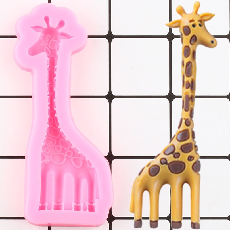 Dieren Giraffe Siliconen Mal Diy Baby Verjaardag Fondant Cake Decorating Gereedschap Polymeer Klei Chocolade Cookie Bakken Mallen