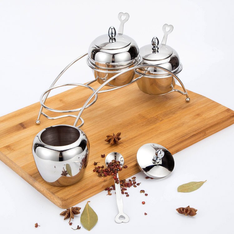 304 Stainless Steel Seasoning Tank Set Kitchen Seasoning Tank Stainless Steel Bridge Type Spice Box