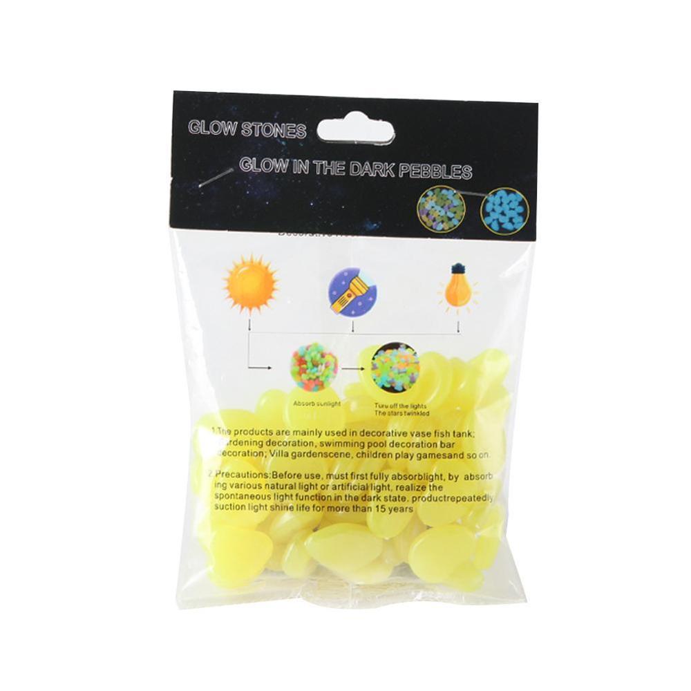 Tuindecoratie lichtgevende stenen gloeiend in het donker decoratieve kleur decoratie kiezel mix vis aquarium rotsen kiezels buiten  p5 n 6: Geel