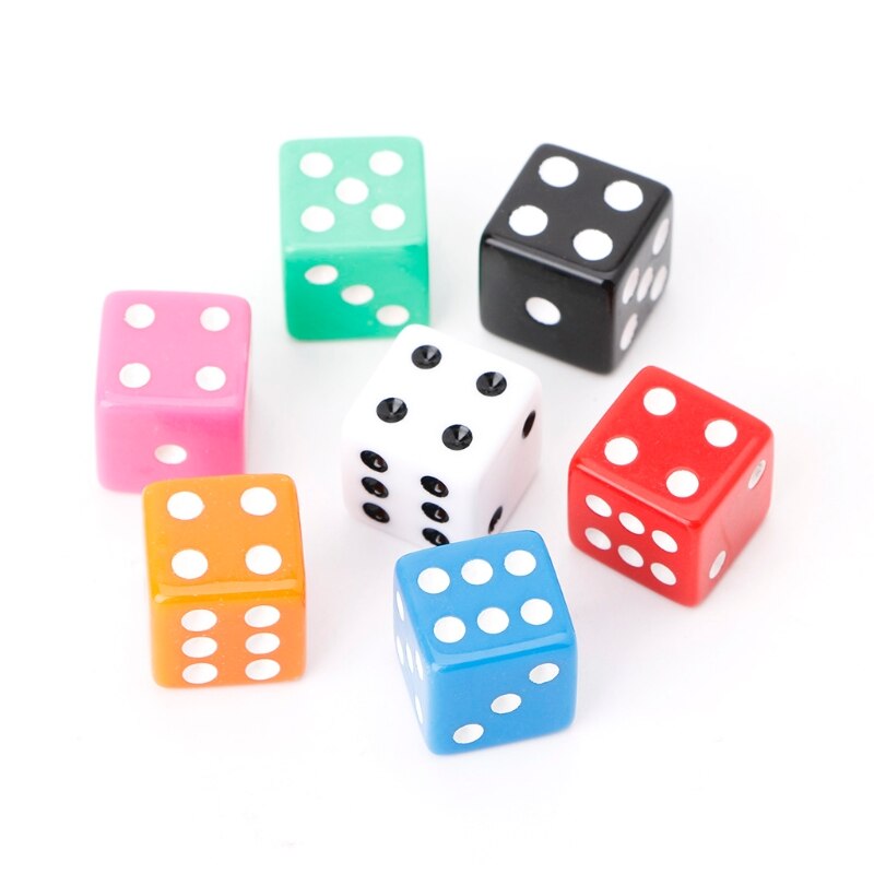 10pcs/set 15mm Multicolor Acrylic Cube Dice Beads Six Sides Portable Table Games Toy fun